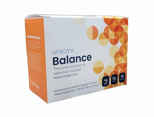 Balance Natural Orange daily nutrition drink mix box, 30 stick packs with 4g fibre per serving