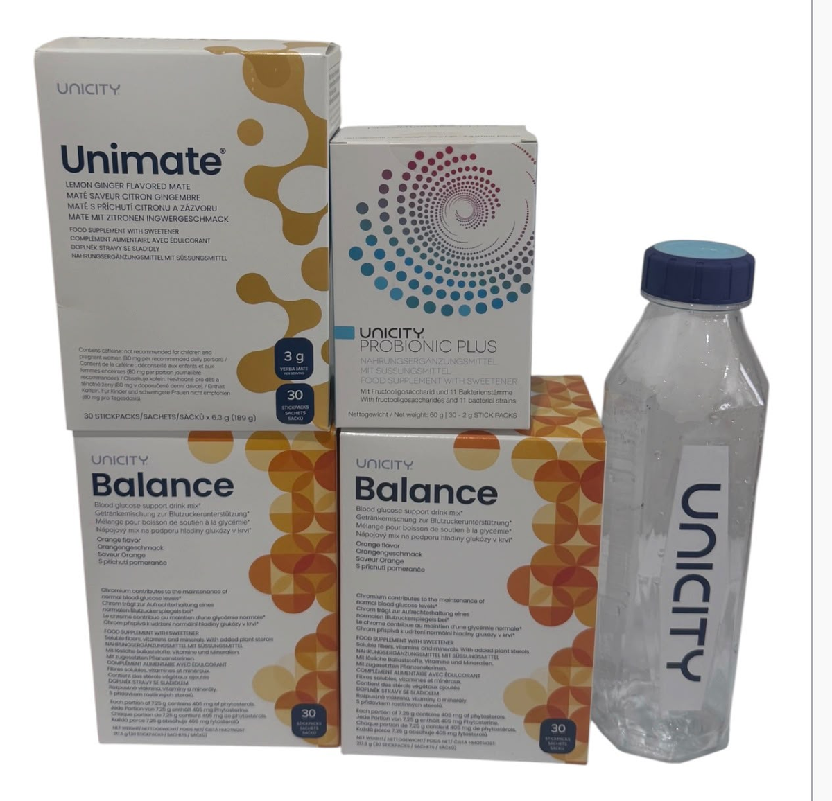 Complete Daily Routine Bundle with Unimate, ProBionic Plus, Balance Natural Orange, and reusable bottle