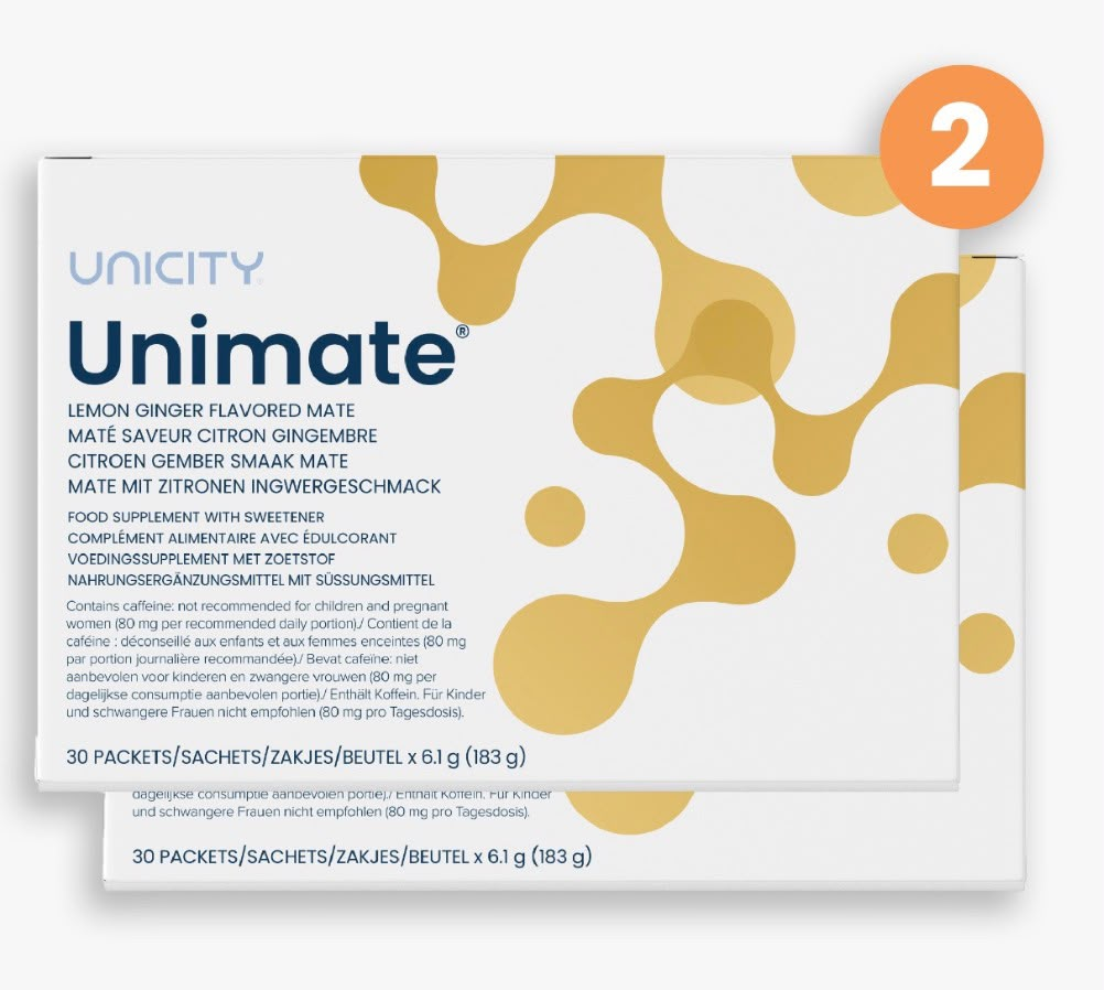 Unimate Lemon Ginger Duo, two 30-packet boxes of lemon ginger mate drink mix